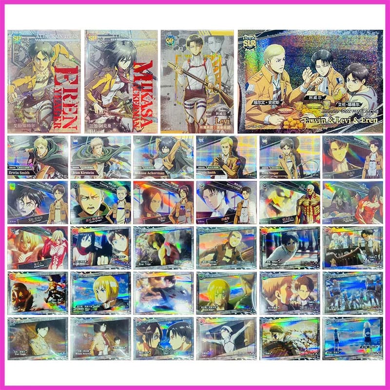 Anime Attack on Titan Rare SP GP SLR UR SR R Gioco Carte da collezione Eren Ackerman Levi Erwin Jean Giocattoli per ragazzi Regalo di compleanno