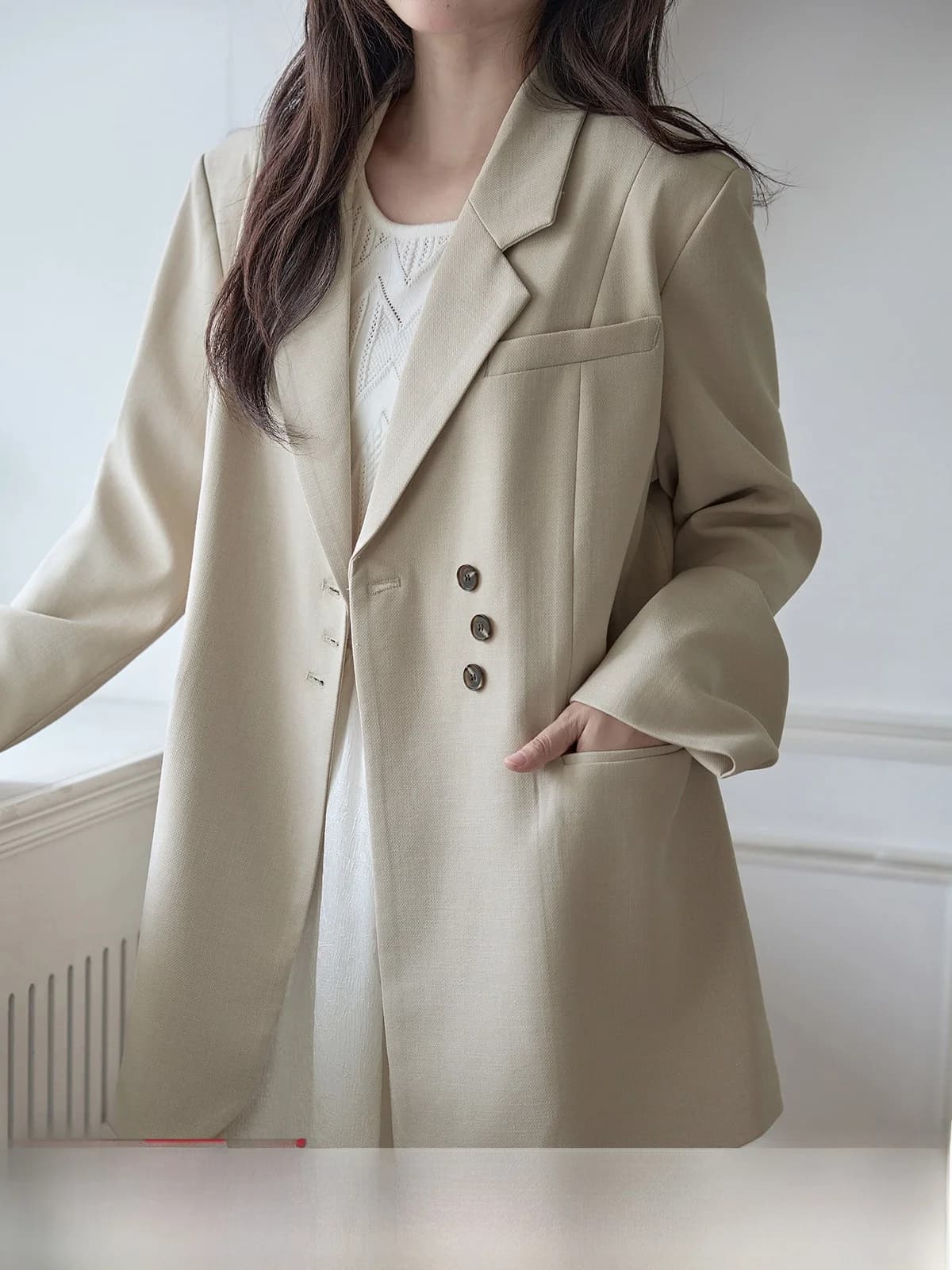 HuiXi Apricot Color Women's Suit Jacket Elegant Commute Style Spring 2026 New Arrival Versatile Long Sleeve Business Casual