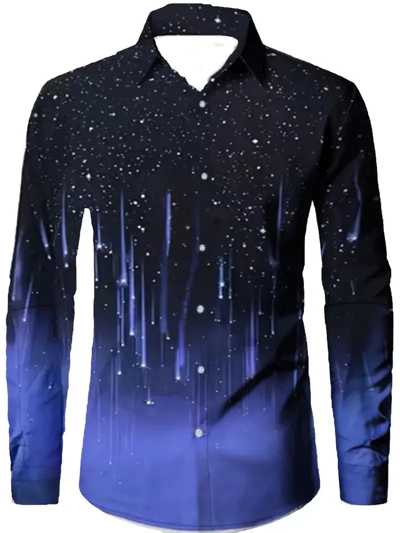 Camicia casual a maniche lunghe da uomo nuova Camicia casual a maniche corte con stampa di ancoraggio in barca 3D modello blu mare