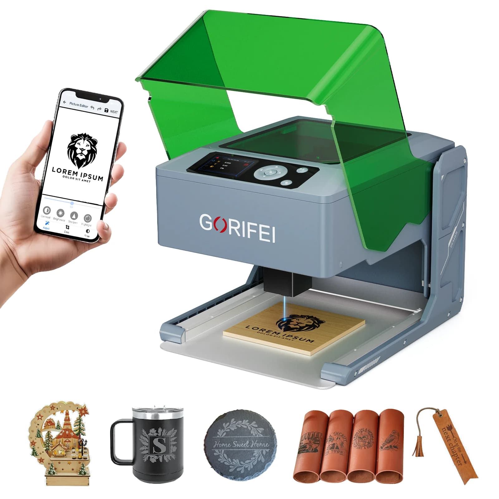 Laser engraving machine Gorifei F1 3W 5W, Working area 100*100 mm, Fa-da-Te Laser Engraver for Glass and Wood