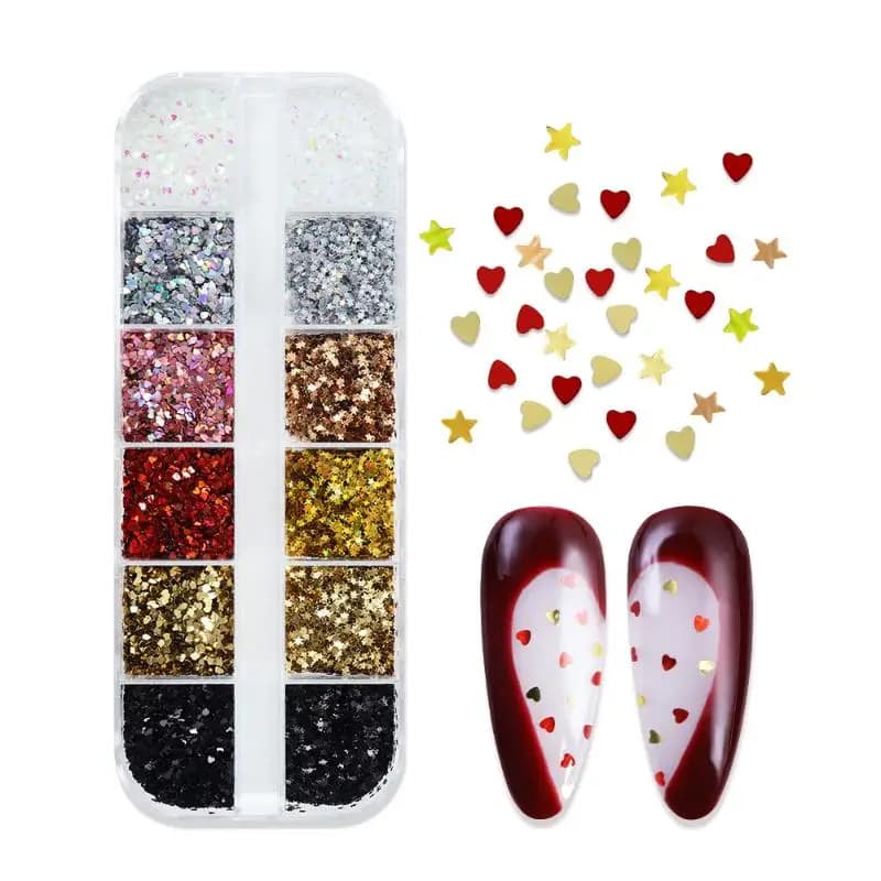 1mm Sparkling Mini Star Nail Glitter Sparkling Love Nail Decoration Beauty Salon Design Cute Accessories Nail art DIY Design
