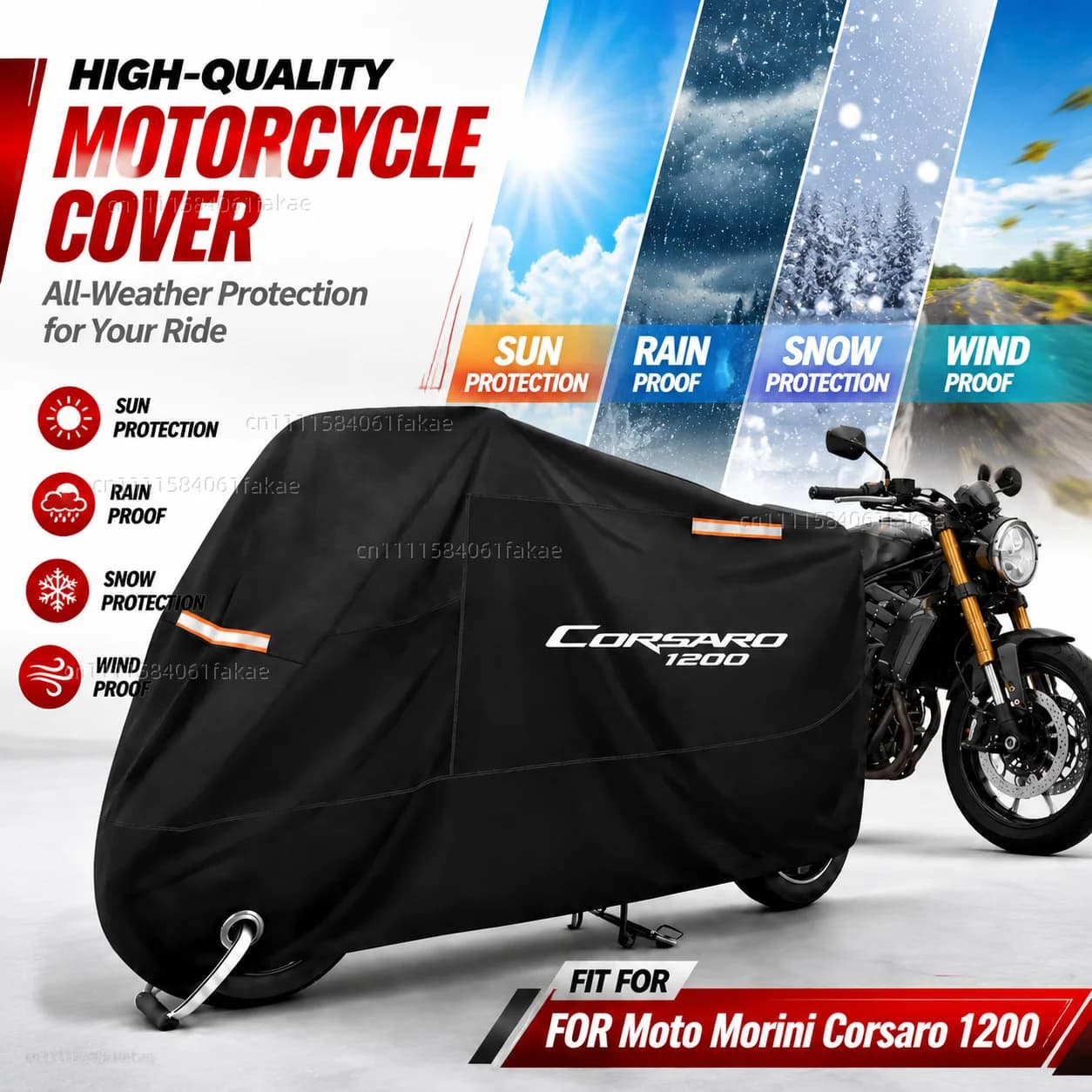 Motorcycle Cover Waterproof Outdoor All Season Dustproof UV Protective Moto Scooter Rain Cover FOR Moto Morini Corsaro 1200 2005