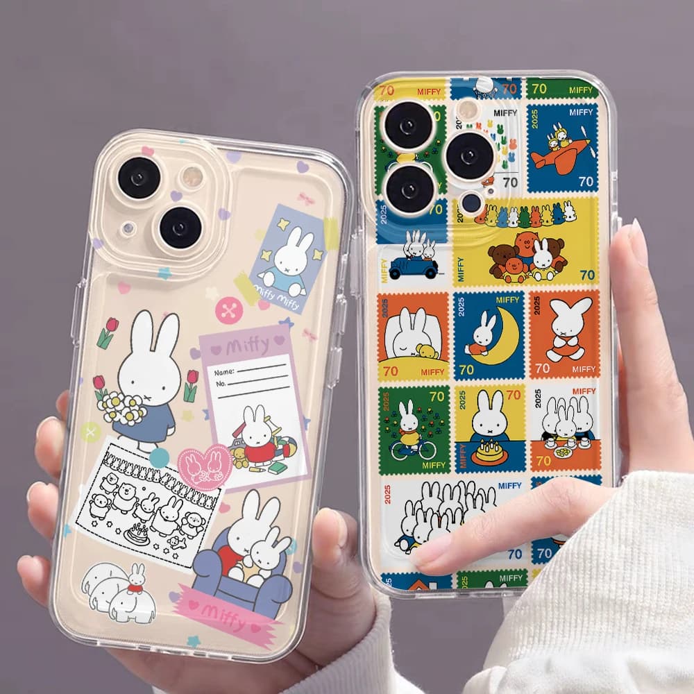 Cartoon Rabbit M-Miffies Phone Case for Redmi 14C 13C 12C 10C Note 15 14 13 12 11 10 9 8 Pro Plus 5G Soft TPU Transparent Cover