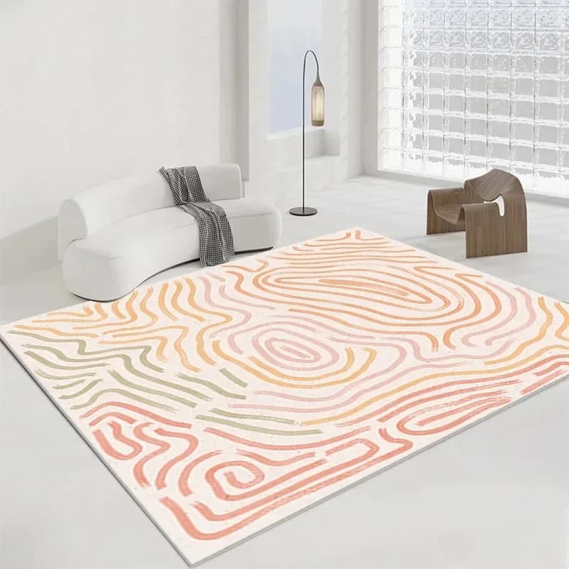 Simple Rainbow Line Pattern Floor Mat Door Front Decoration Home Living Room Floor Mat