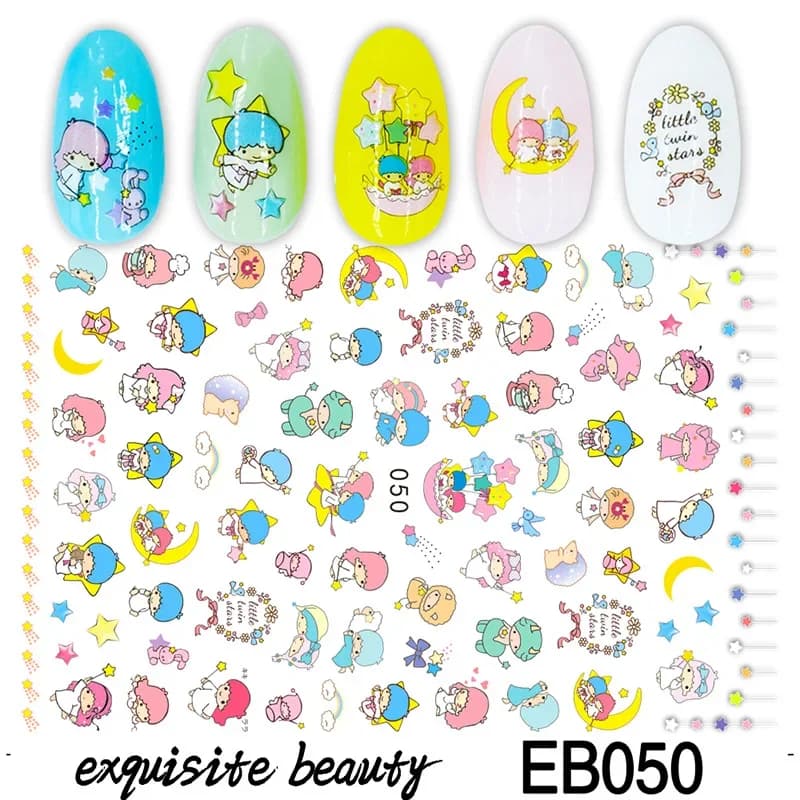 Sanrio New Cartoon Little Twin Stars Adesivi per unghie Anime Hello Kitty Adesivi per unghie Cute My Melody Forniture per unghie Decalcomanie per unghie