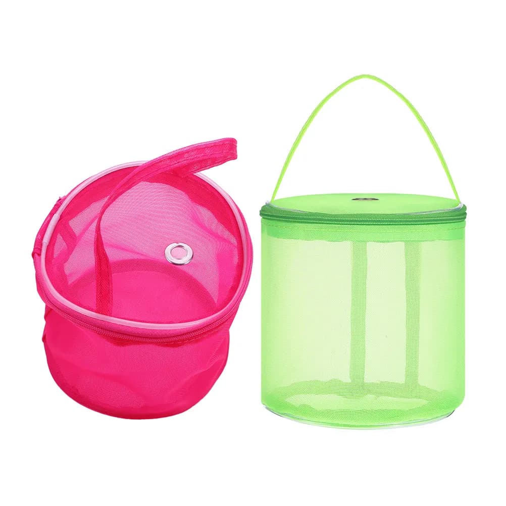 2Pcs Mesh Yarn Holder Spacious Knitting Storage Bag Round Crochet Organizer for Travel Sewing Craft Projects Woolen Yarn Holder