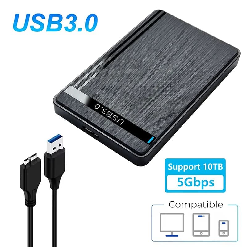 Custodia per disco rigido mobile da 2,5 pollici Sata a USB 3.0 HDD per HDD SSD Scatola per HDD di archiviazione esterna con cavo USB 2.0 in plastica ABS