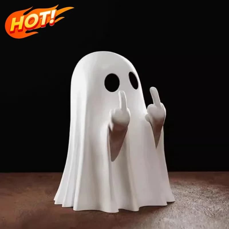 Statue of Fantasm with Medium finger, Fantasm figurine for Table, Small Halloween Decoration, Cute Ghost, Lovely Figure Horror Decorative