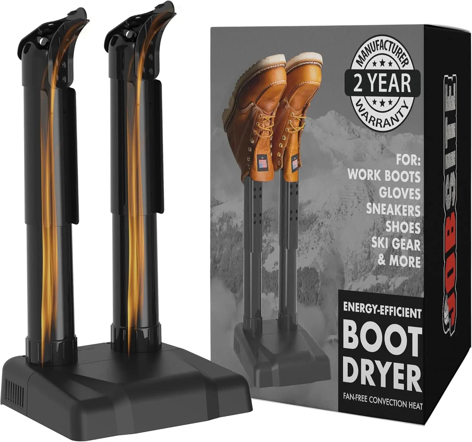Dryer and Silent Heater for Work Boots, Gloves, Shoes - Windless Convection Reduces Odors