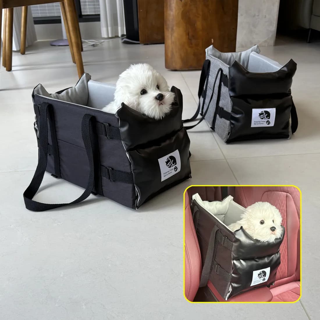 Dog Car Seat Cat Carrier - Booster Seat on Car Armrest Travel Bags, for Cats Dogs Travel Car Safety Console for Dogs Carrier