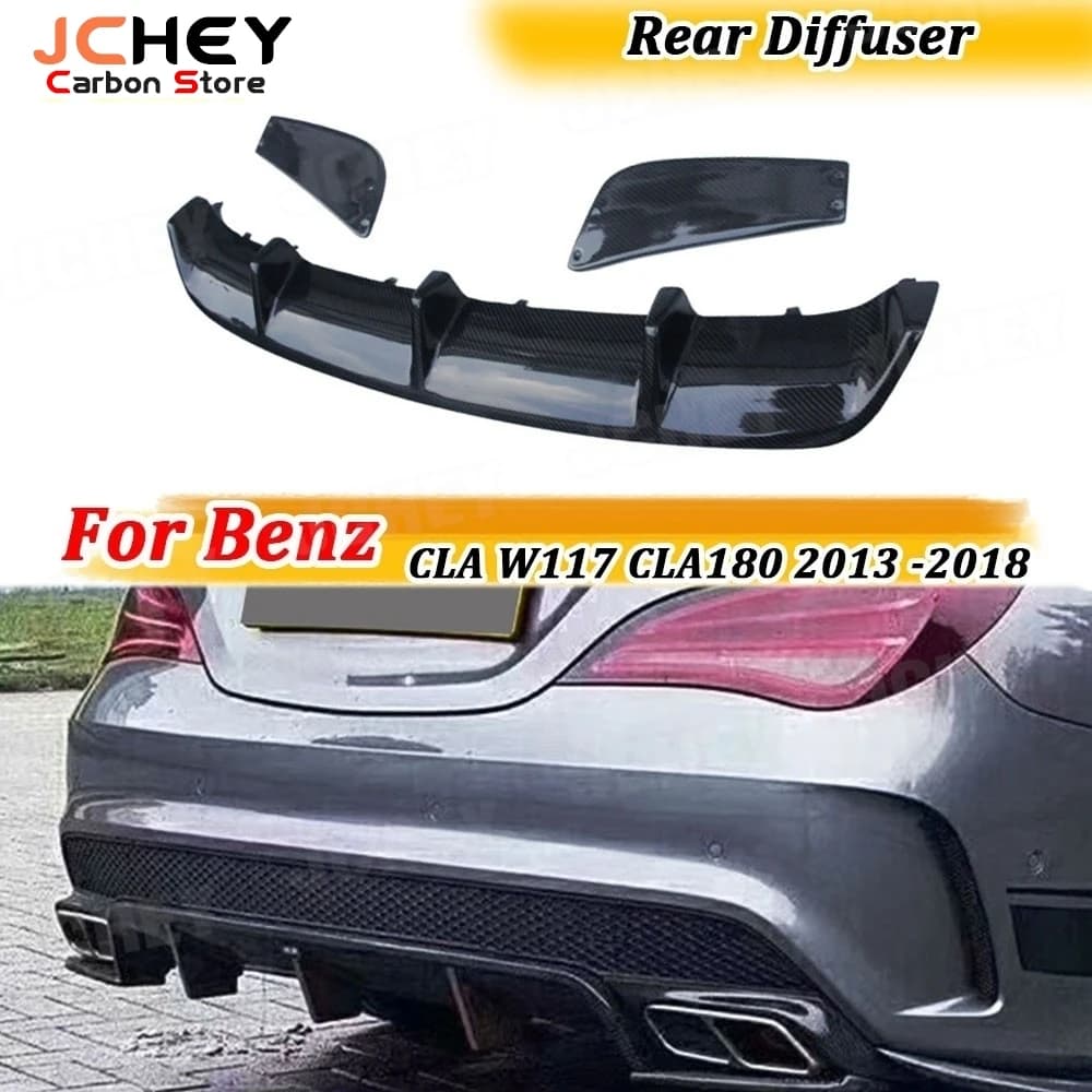 JCHEY Carbon Fiber FRP Rear Bumper Diffuser Splitters For Benz CLA W117 CLA180 CLA200 CLA250 CLA45 For AMG 2013 -2018