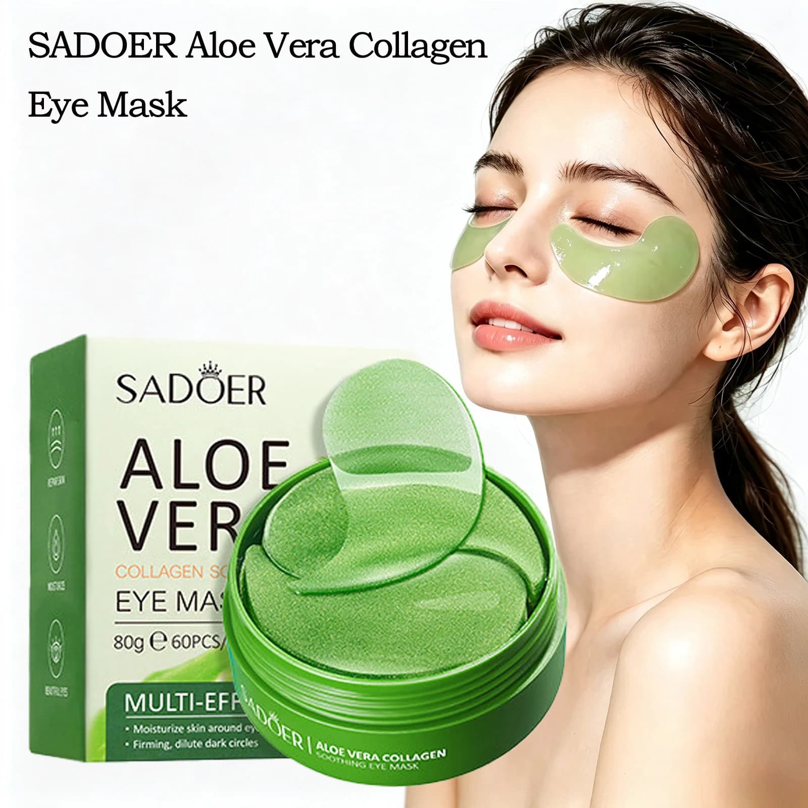 60pcs Aloe Vera Collagen Eye Mask Improve Dark Circles Eyes Bags Moisturizing Reduce Wrinkles Eye Patches Eyes Skin Care Product