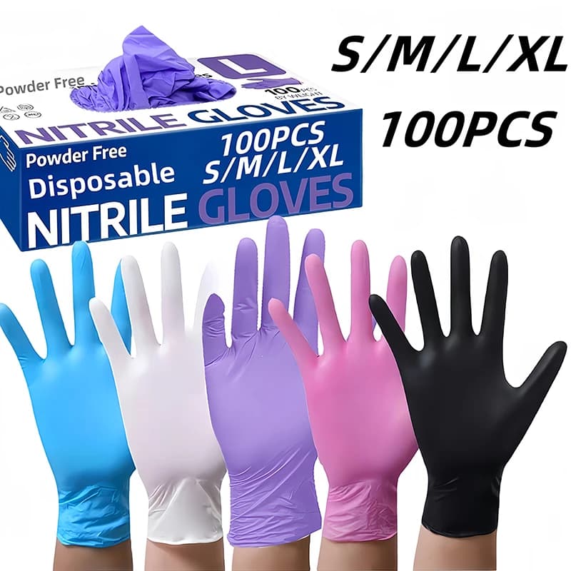 Guanti monouso in nitrile da 50/100 pezzi, guanti durevoli per la pulizia della casa, guanti antiscivolo resistenti allo sporco per piantare e scavo in giardino