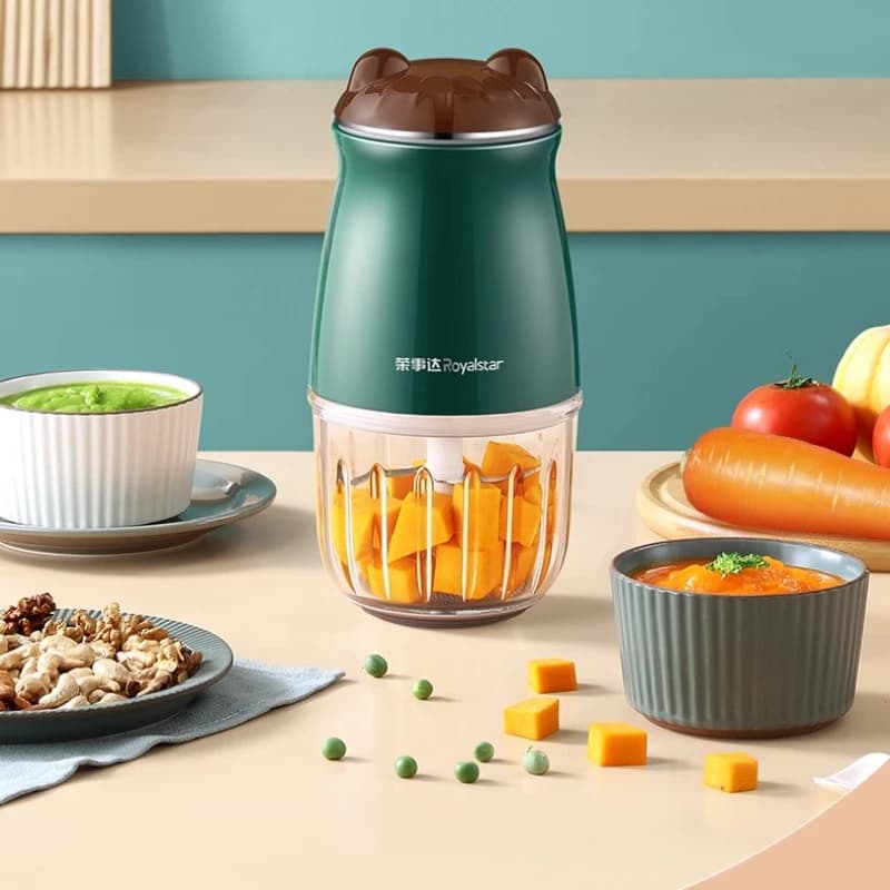 Robot da cucina per bambini, mini smerigliatrice e frullatore multifunzionale, acciaio inossidabile 304, ciotola in vetro, design staccabile, facile pulizia