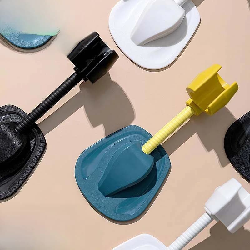 Supporto Universale Girevole per Soffione Doccia Senza Foratura, Accessori Bagno, Base a Ventosa Adesiva, Gancio Senza Tracce, Portaoggetti Doccia