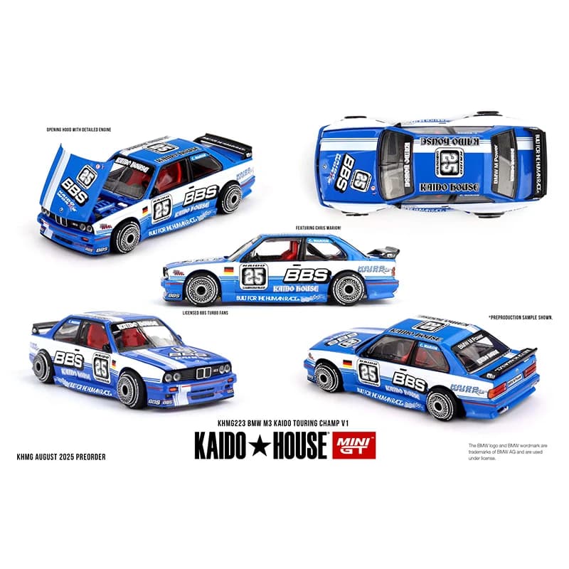 Pre-sale KHMG 223 1:64 BMW M3 Kaido Touring Champ V1 Metal Car Model with Openable Motor Kaido House MINIGT
