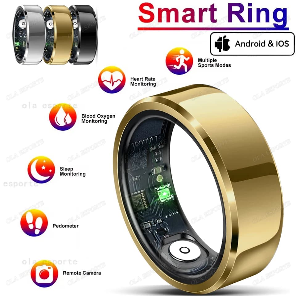 Anello Intelligente con Chiamata Bluetooth, Monitoraggio Frequenza Cardiaca e Pressione Sanguigna, Impermeabile 5ATM, Multisport, per Uomini e Donne, 2026