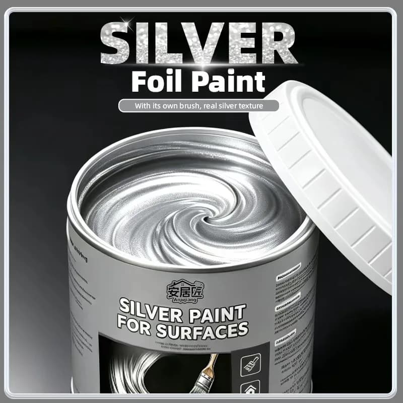 Water Based Metallic Silver Paint 300/1000g Quick Dry Rustproof Eco Friendly Acrylic Paint for Gate Railing Furniture Renovation