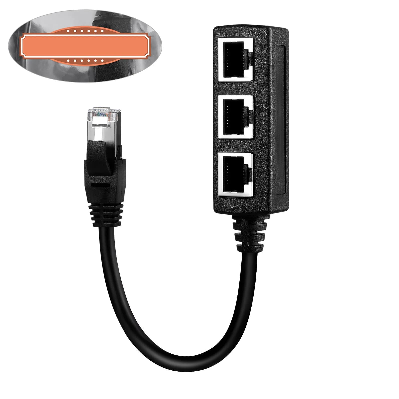 Rj45 Splitter Ethernet Network Cable Adapter 1 Male to 3 Female Splitter Adapter for Computer Laptop TV Router Network