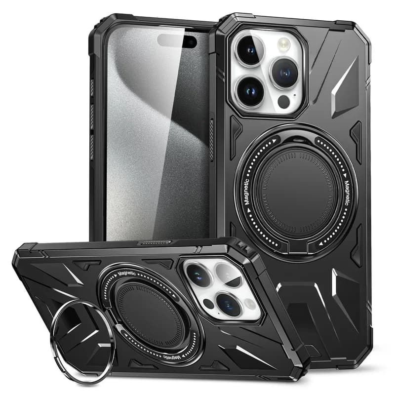 360 ° Rotating Bracket Magnetic Phone case For iphone 17 Air 16 15 14 Plus 13 12 Pro Max Shockproof Protective Cover