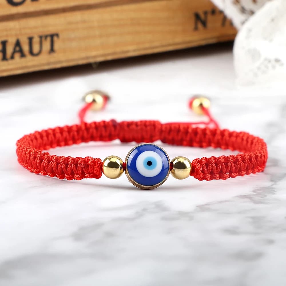 Bracciale intrecciato con occhi diabolici blu per donna Uomo Bracciale con cordino rosso fortunato Bracciale intrecciato per coppie Gioielli fatti a mano Regalo di amicizia