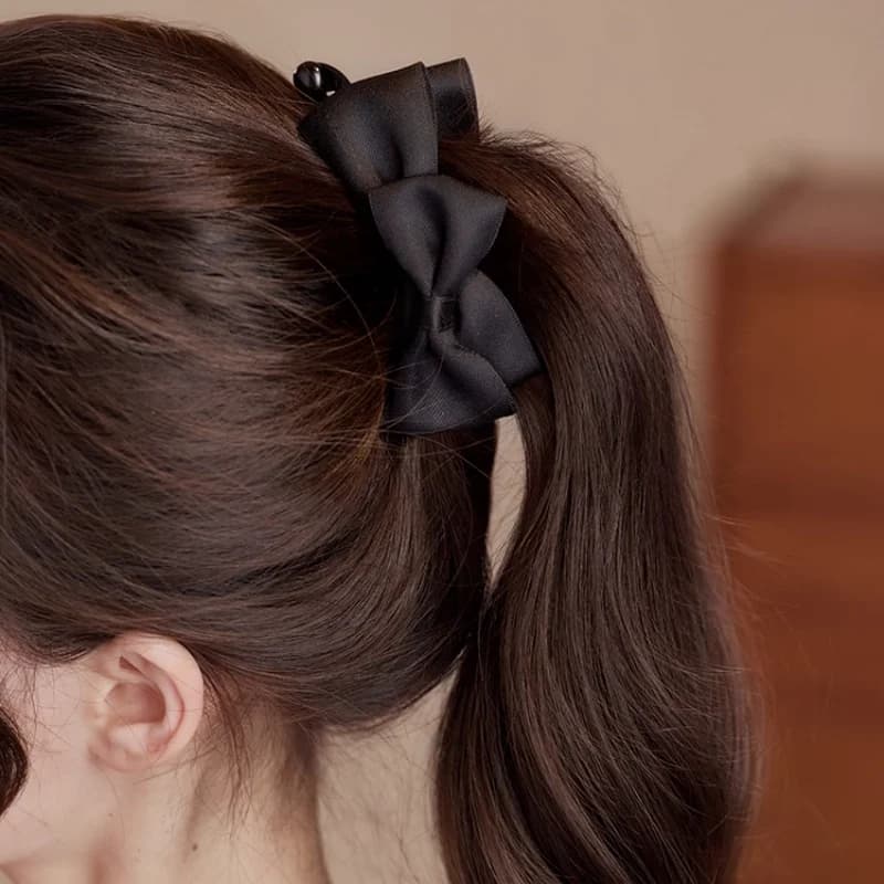 1 Pezzo Fermagli per Capelli Coreani in Raso con Fiocco per Donna, Fermagli a Banana in Plastica Neri Marroni, Fermacoda Antiscivolo, Accessori Solidi