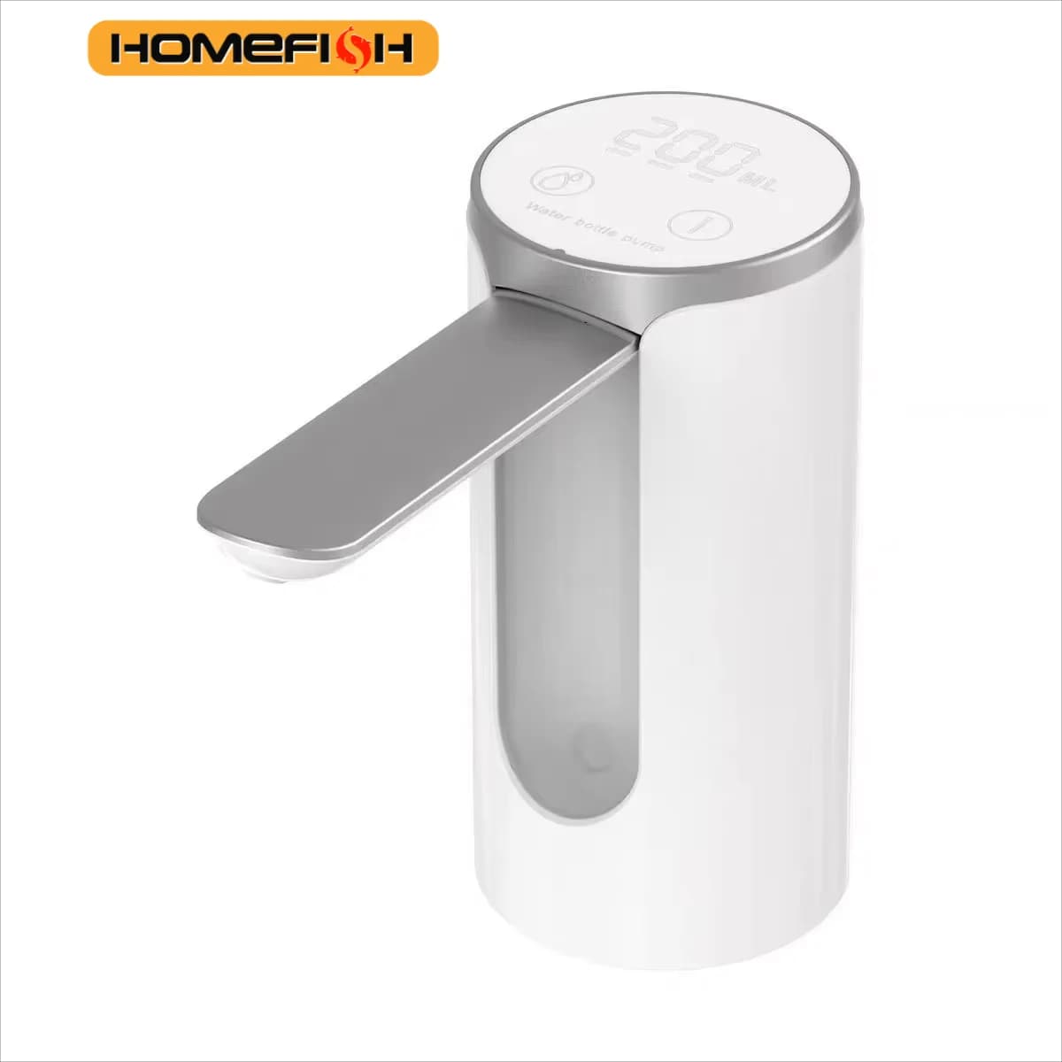 HOMEFISH Pompa elettrica per bottiglia d'acqua 1200mAh Tipo C ricaricabile con display a LED Pulsante a sfioramento automatico 3 impostazioni quantitative