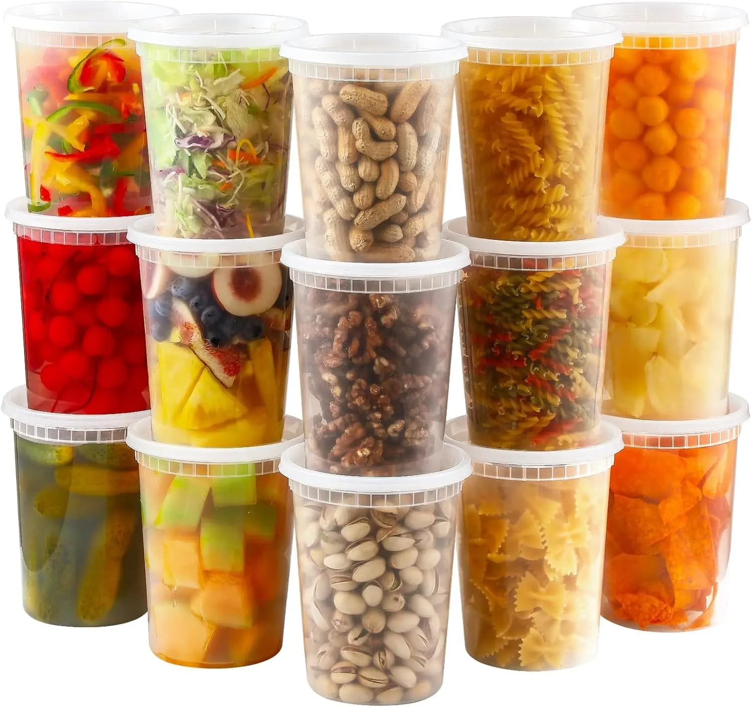 20 Set di Contenitori in Plastica da 32 oz con Coperchi, Ermetici e Antisgocciolamento, Adatti per Microonde/Congelatore/Lavastoviglie per Preparazione Pasti