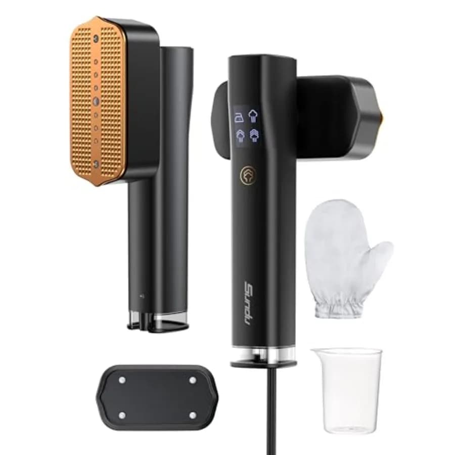 Vaporizzatore Portatile 2-in-1 per Vestiti, Ferro da Stiro e Vaporizzatore da Viaggio, Riscaldamento Rapido in 15s, Serbatoio Acqua da 100ml, Guanti da Stiratura, 25 Minuti di Autonomia Potente