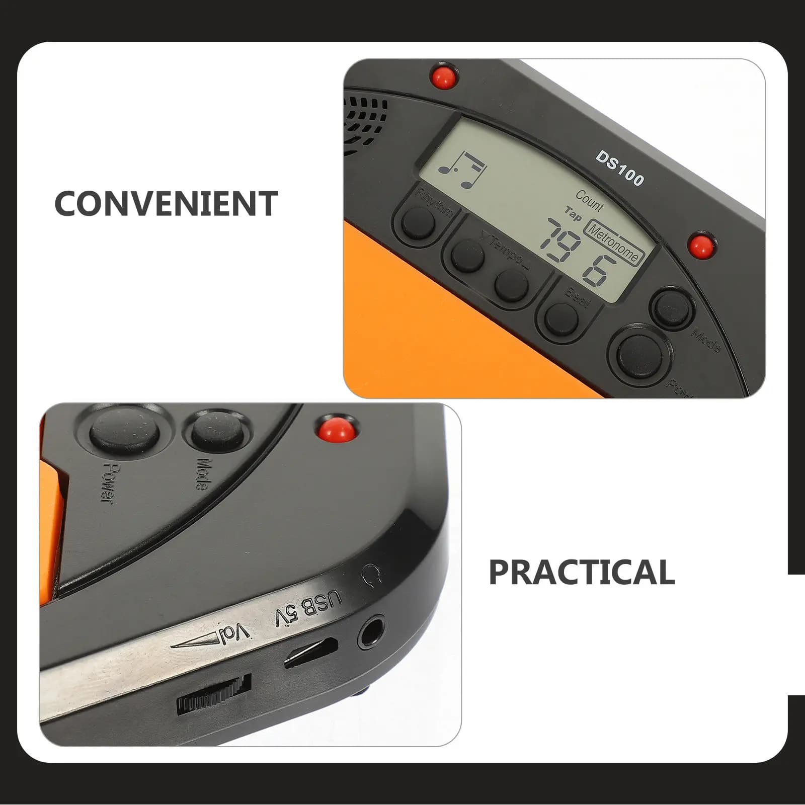 Pad per Batteria Elettronica Digitale Portatile, Strumento di Pratica con Metronomo e Conteggio Tap Tempo