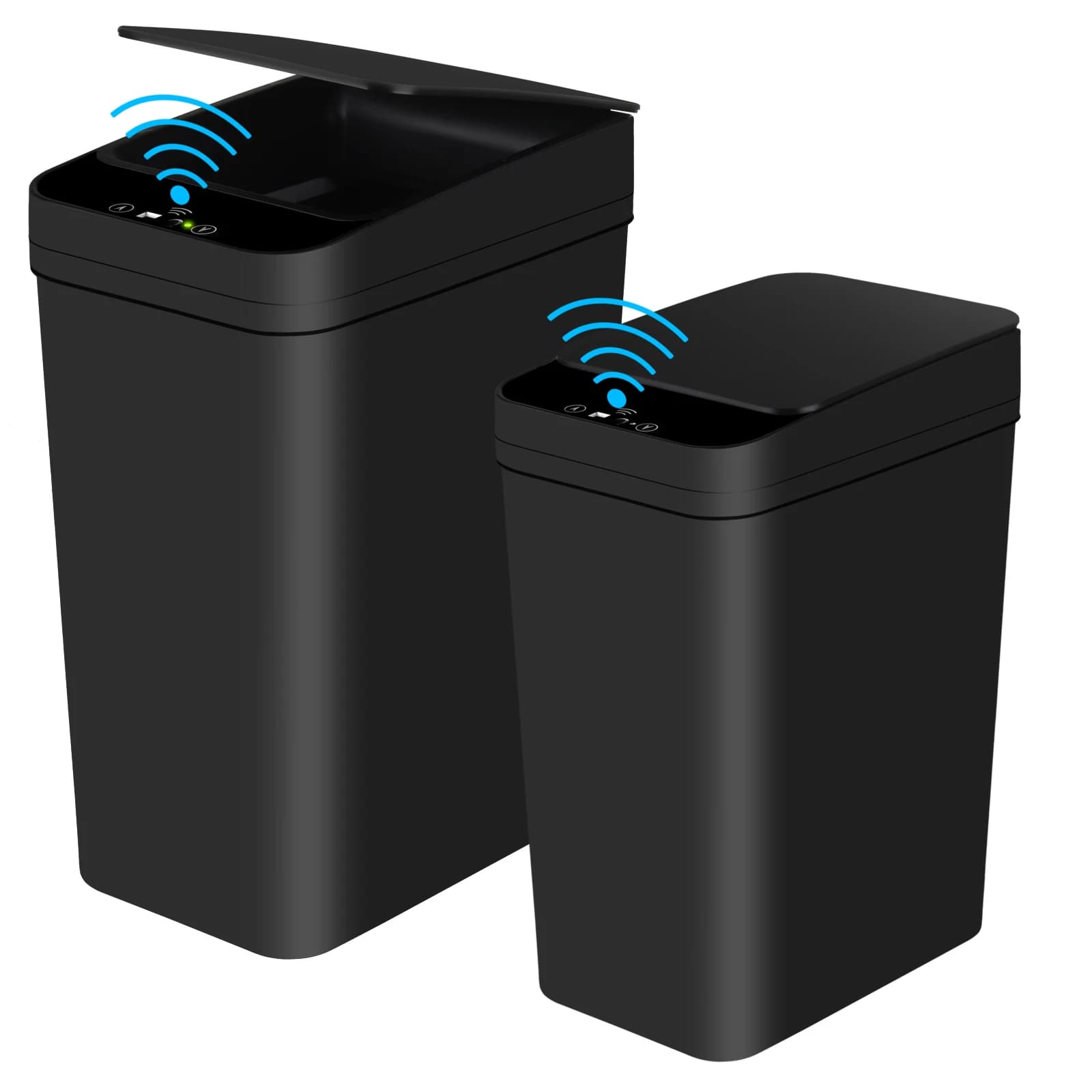 2 pezzi 12L & 18L pattumiera automatica bagno sensore di movimento Touchless bidone della spazzatura con coperchio per camera da letto soggiorno cucina nero