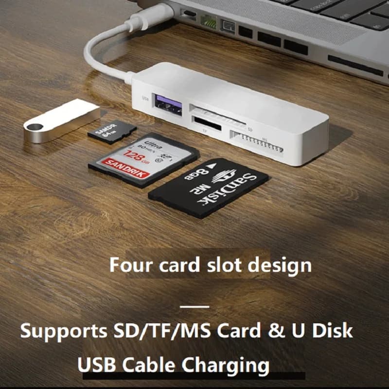 Lettore di schede 4 in 1 da Lightning a MS per iPhone MS Pro Duo Card Reader adattatore OTG per MS/MS Pro/MS Duo/SD/TF/U Disk/Mouse/ipad