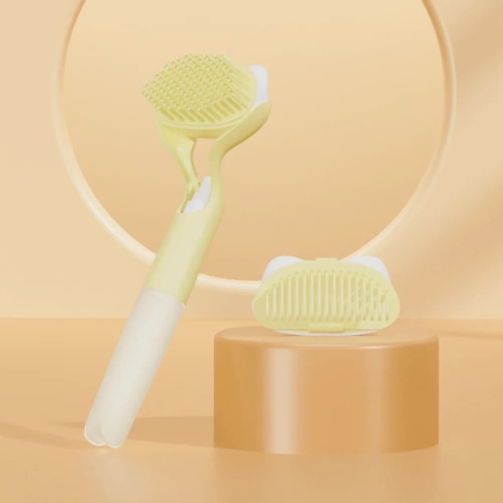 Spazzola 3 in 1 per il bagno degli animali domestici, con setole morbide, spray a pressione, spazzola per la toelettatura dei gatti, staccabile con flacone spray, spazzola per la rimozione dei peli di gatto