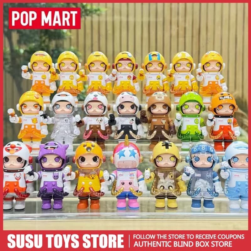 POP MART MEGA SPACE MOLLY 100% X Emoji Series Blind Box Mystery Guess Bag Giocattoli Kawaii Anime Action Figure Modellino Carino Ornamento da Scrivania