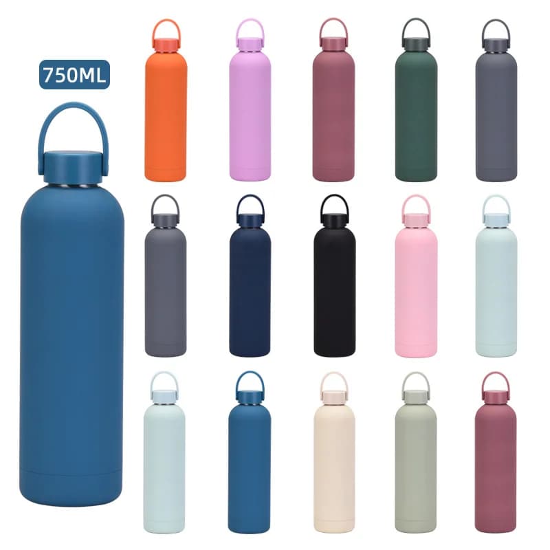 Borracce termiche in acciaio inox da 350/500/750/1000 ml con manico, thermos sportivo a bocca stretta per viaggi in auto, borraccia.