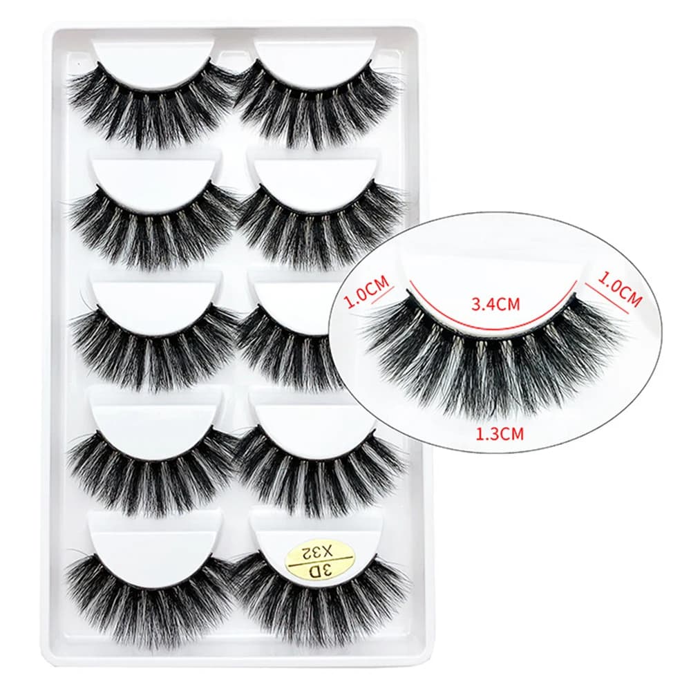 5 paia di ciglia finte 3D in visone, spesse, per ragazza, trucco occhi perfetto, ciglia naturali morbide e leggere, volume soffice, extension ciglia lunghe