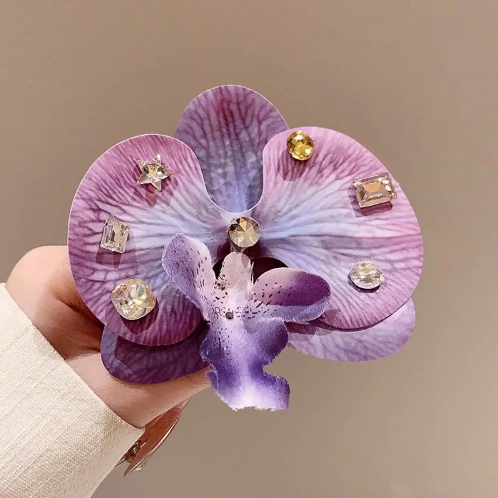 Butterfly Orchid Orchid Flower Hairpin Crystal Korean Style Seaside Vacation Headwear Sweet Hair Accessories Bohemia Barrettes