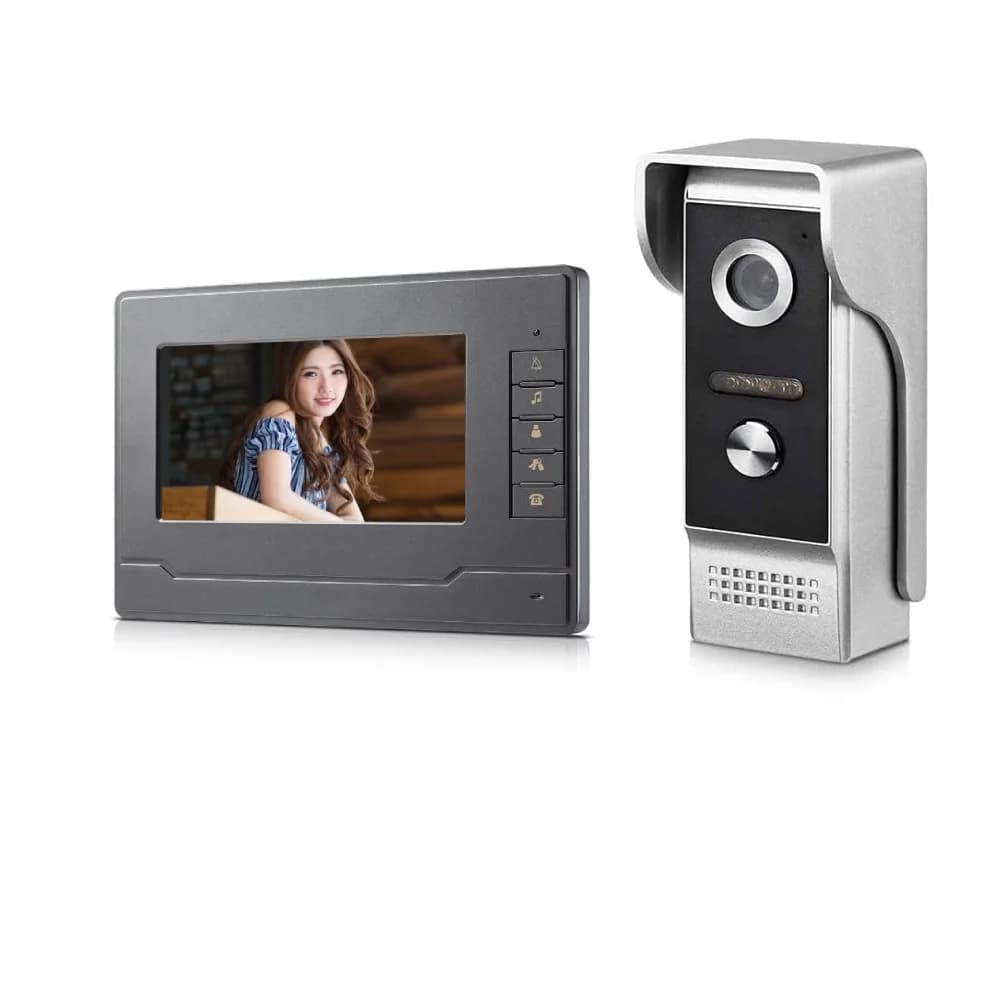 SmartYIBA Videocitofono da 7" Videocitofono bidirezionale Campanello di sicurezza domestica Kit videocitofono per campanello per visione notturna IR
