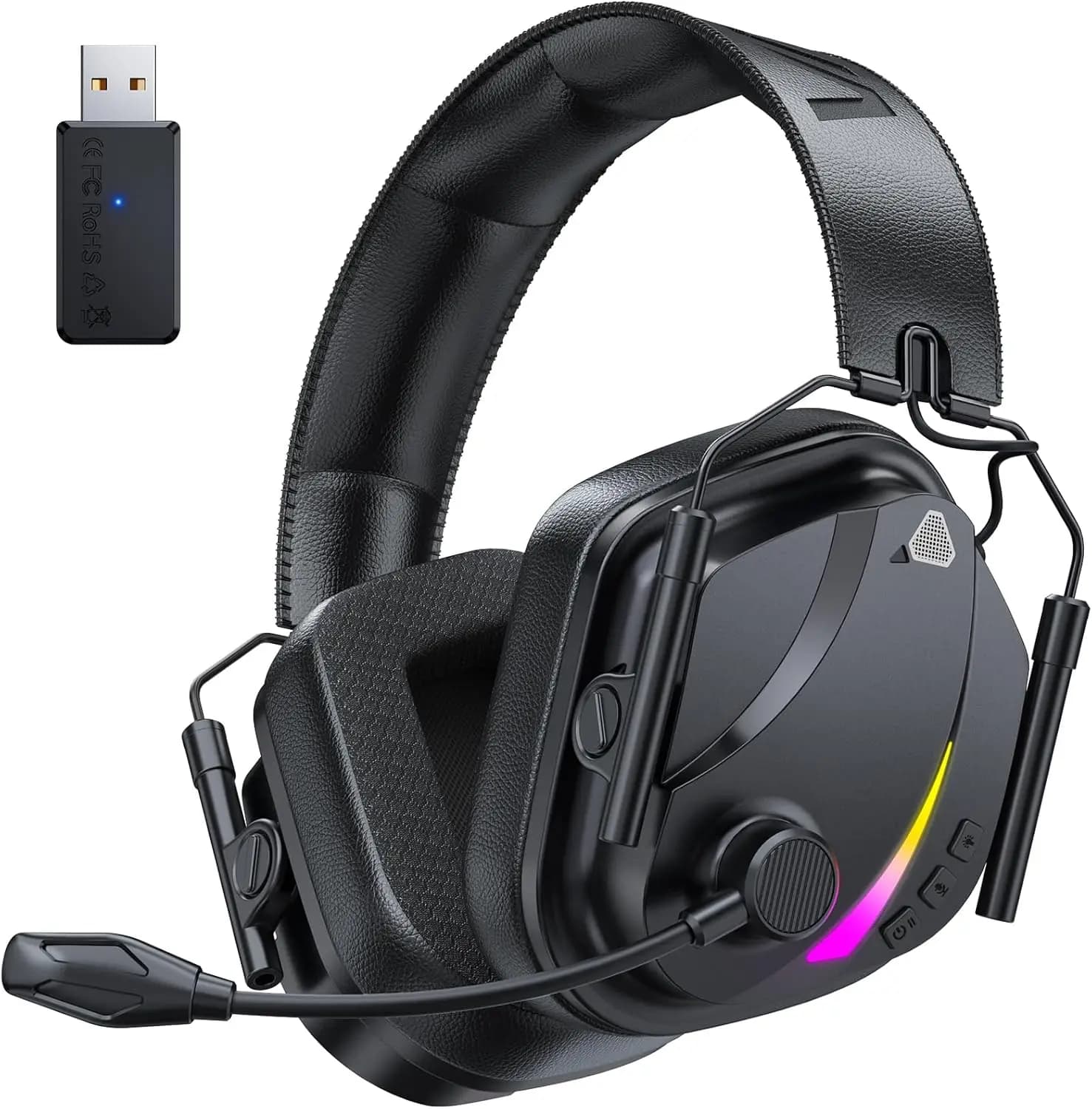 Cuffie da Gaming Wireless per PS5, PS4, PC, Switch, Mac - Bluetooth 5.4 a Bassa Latenza con Microfono a Cancellazione del Rumore