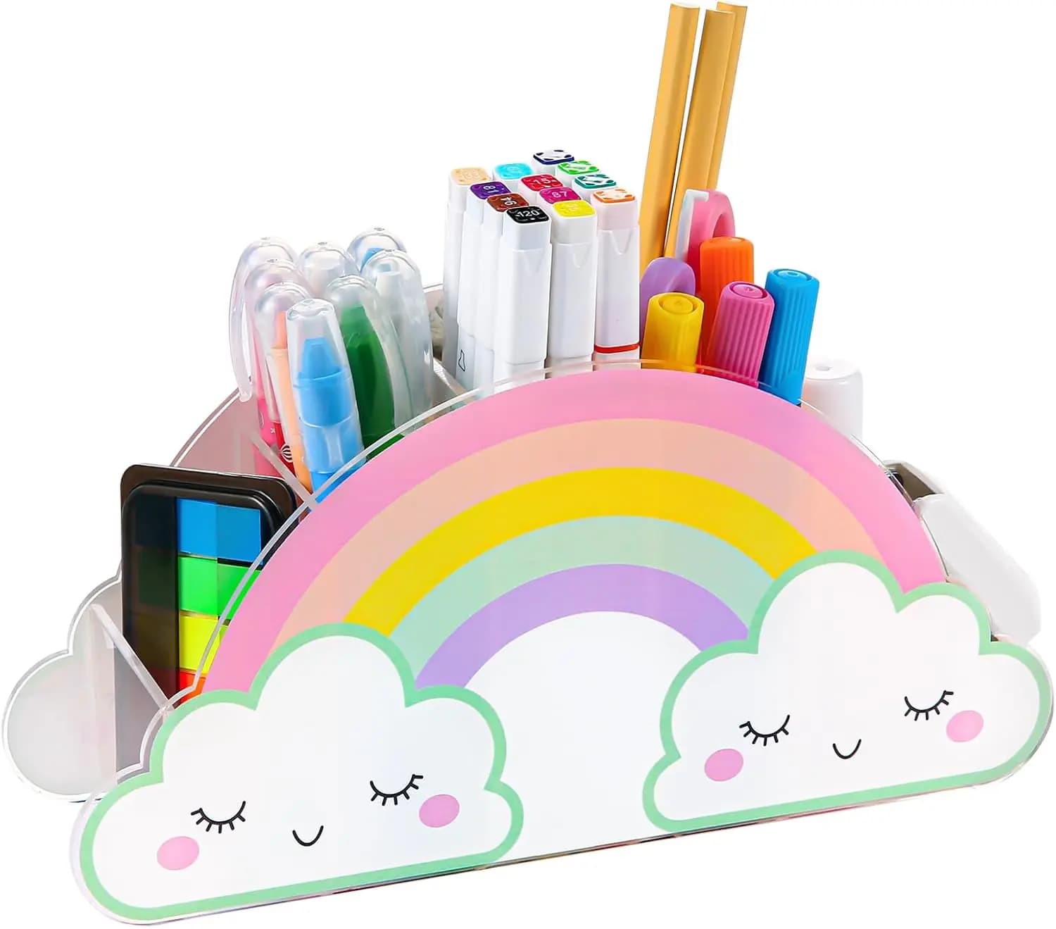 Portapenne in Acrilico Arcobaleno per Scrivania, Organizzatore per Aula e Ufficio, Regalo di Compleanno per il Ritorno a Scuola per Bambini