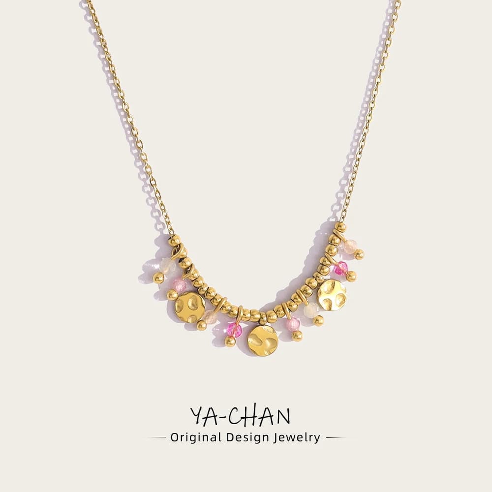 YACHAN 18K Gold Plated Charms Stainless Steel Pendant Necklace for Women Chic Elegant Trendy Waterproof Jewelry