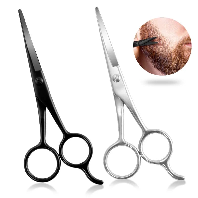 Stainless steel barber cutters flat round head scissors with professional black straight handle