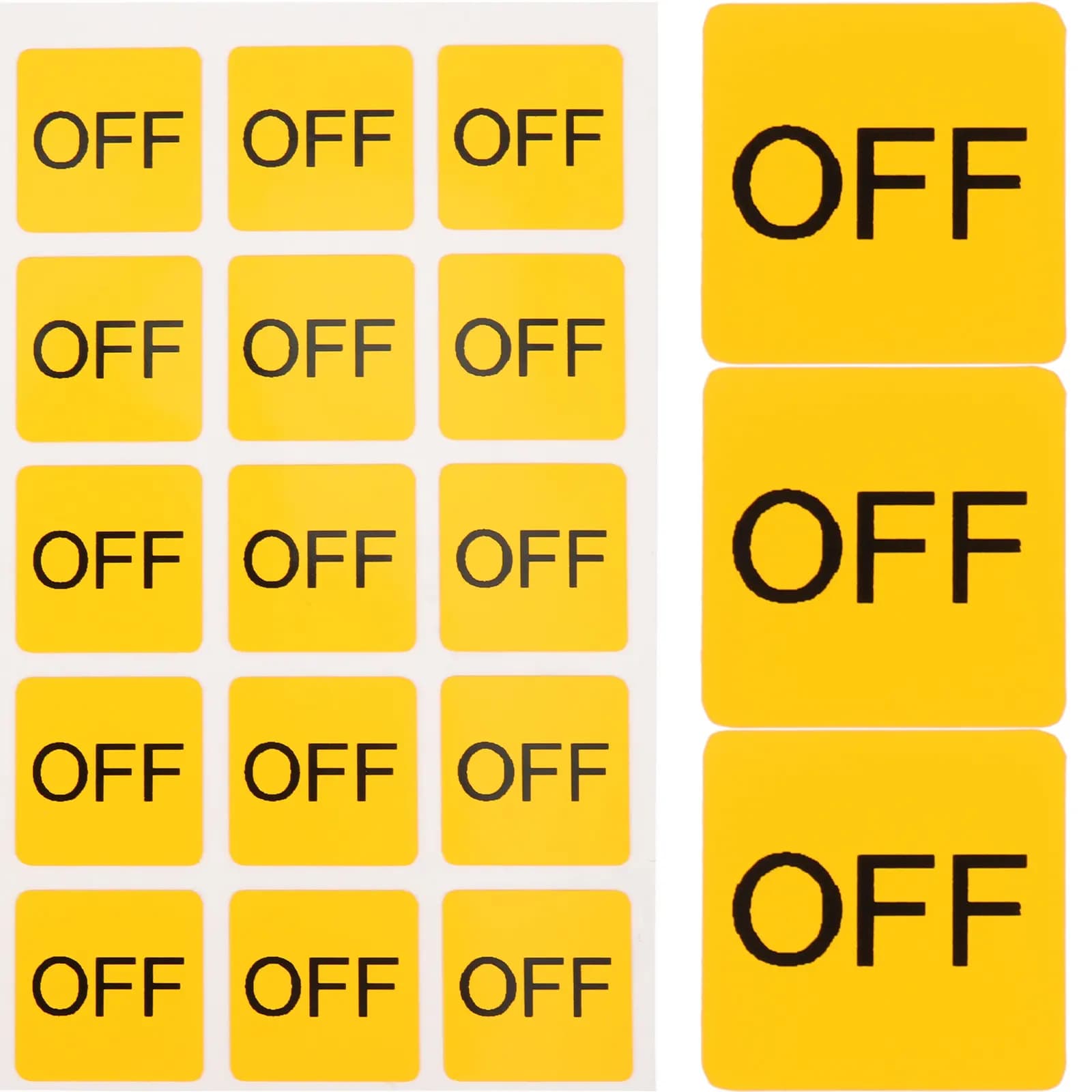 20Pcs Device Sticker Pack on Off Label Sticker PVC Adhesive Caution Decal for Bedroom Kitchen Bathroom Factory Office Safety