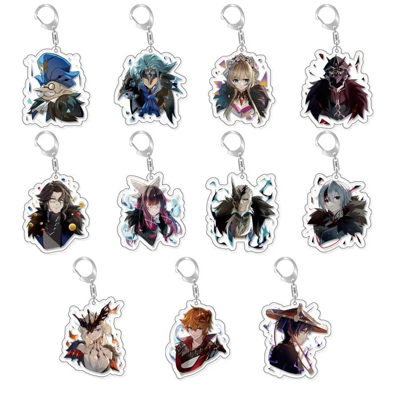 Impact Fatui Pierro Arlecchino Pantalone Dottore Keychain Accessories Anime Backpack Pendant Halloween Prop Badge Gift