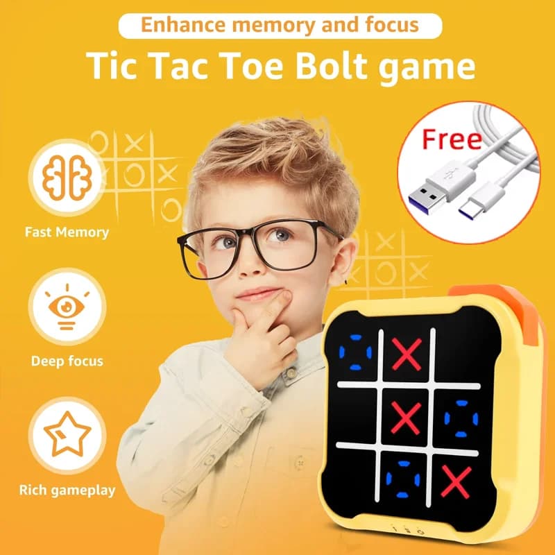Gioco Elettronico TIC-TAC-TOE 3 in 1, Console per Giochi di Scacchi, Giocattoli Puzzle per Bambini, Giochi da Tavolo Portatili, Regali per Bambini