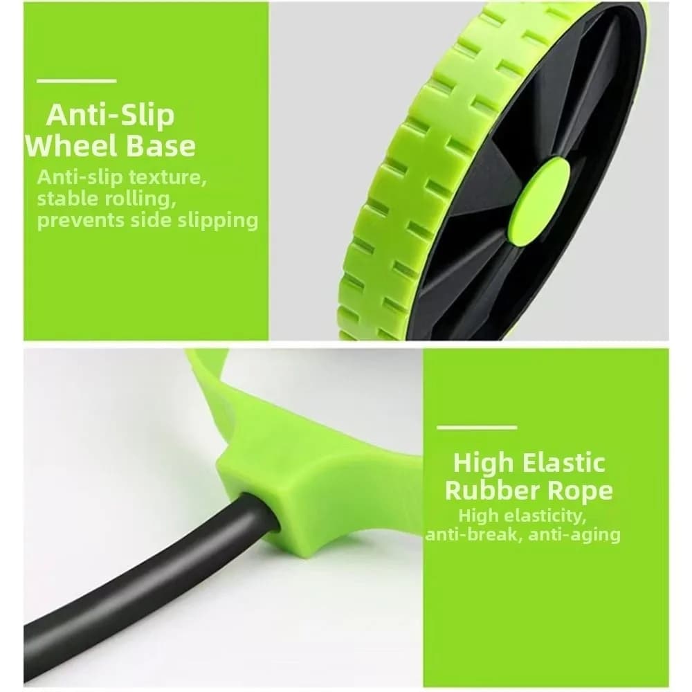 Double Abdominal Roller with Knee Mat, Resistance Bands, Adjustable Abdominal Wheel for Home Training