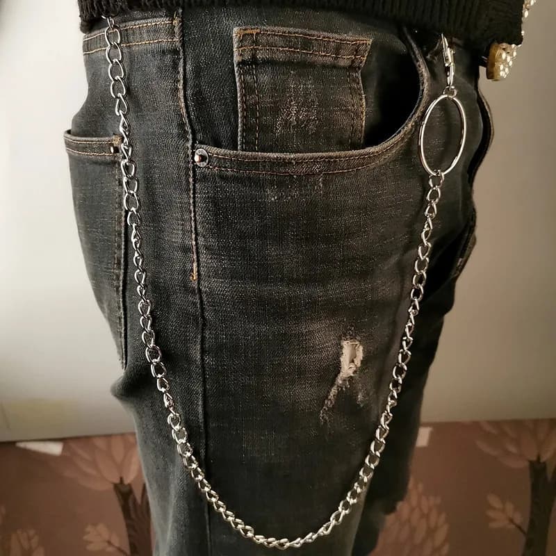 Catena in Metallo per Cintura HipHop Rock Punk, Gancio per Pantaloni, Catena Portafoglio, Portachiavi con Anello e Clip, Gioielli per Uomo e Donna