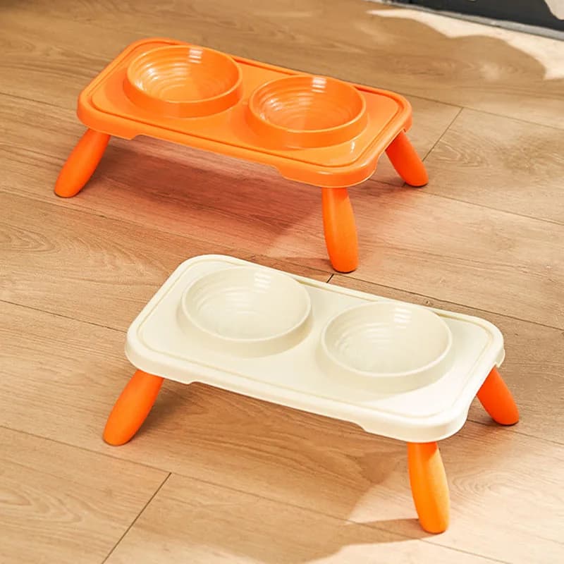 Ciotole Doppie Rialzate per Cani e Gatti, Set Antiscivolo per Alimenti e Acqua, Protegge il Collo degli Animali Domestici