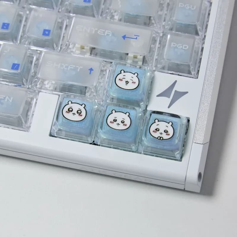 Keycaps Trasparenti in PC per Tastiera Meccanica, Stile Anime Cartoon Kawaii Chiikawa Hachiware Usagi, Personalizzati e Traslucidi