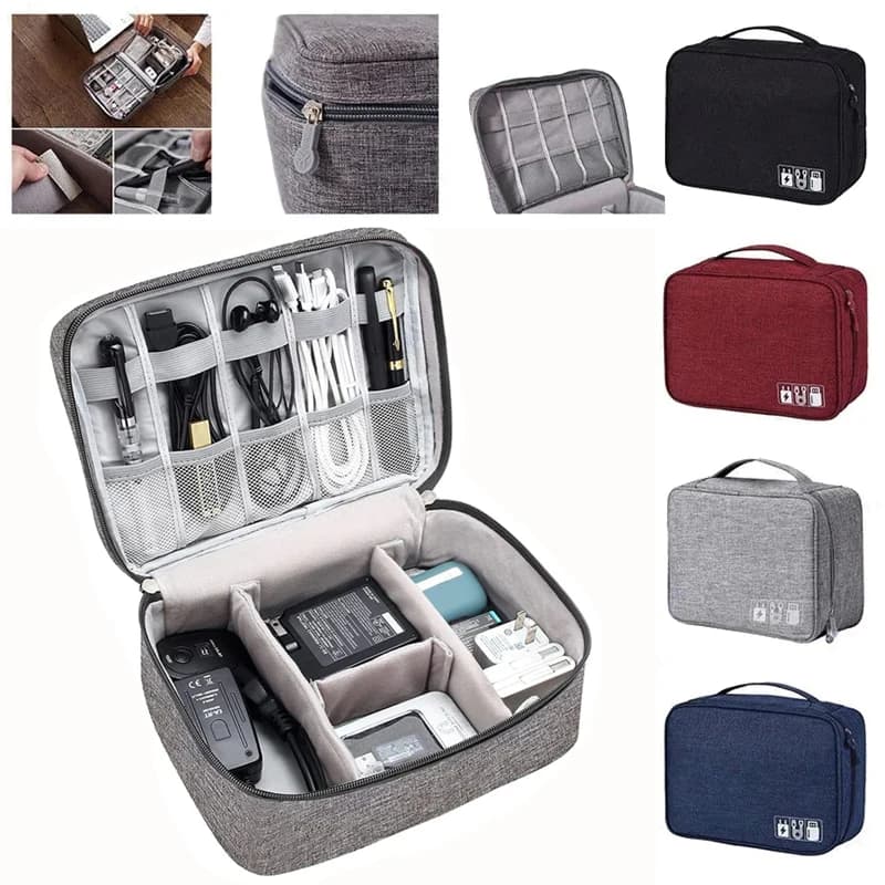 Borsa di archiviazione digitale da viaggio Organizzatore di cavi dati USB Portatile impermeabile per dispositivi elettronici Borsa di stoccaggio per caricabatterie per linea di auricolari